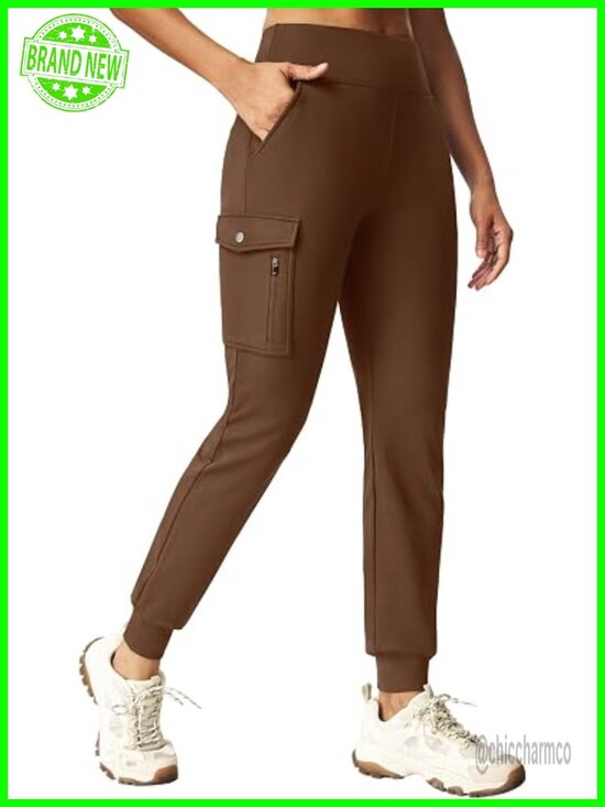 Pants - Fleece Lined Joggers Women Water Resistant Thermal Cargo Pants with Pockets